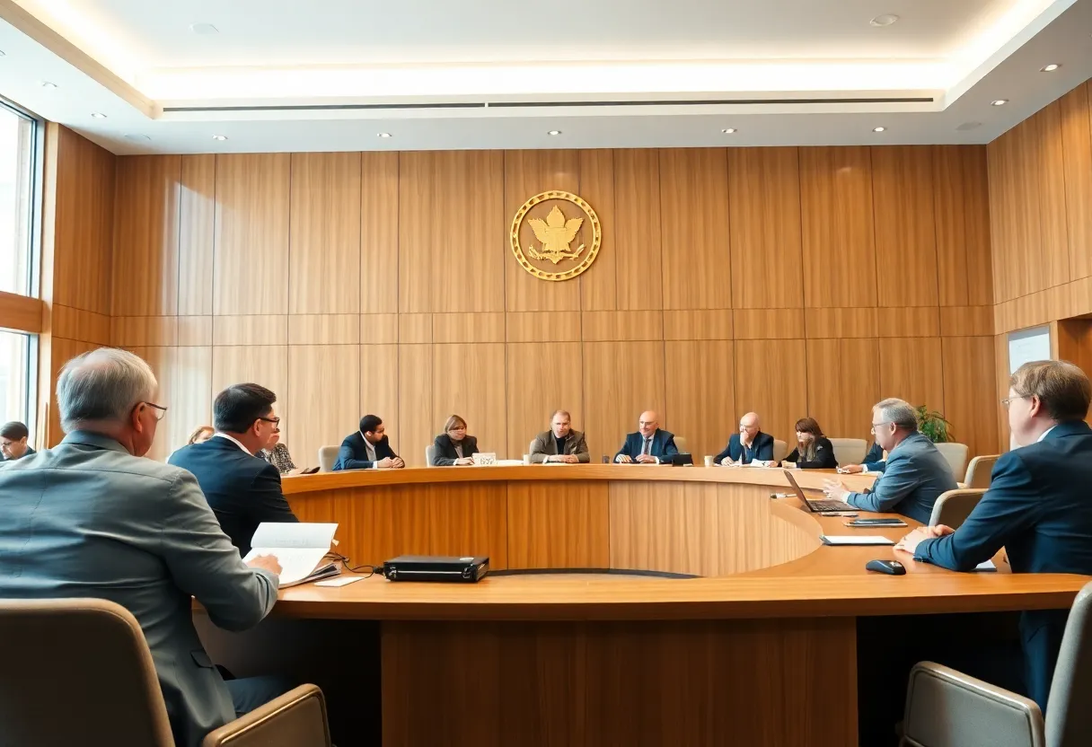 Members of the Pflugerville City Council discussing financial matters